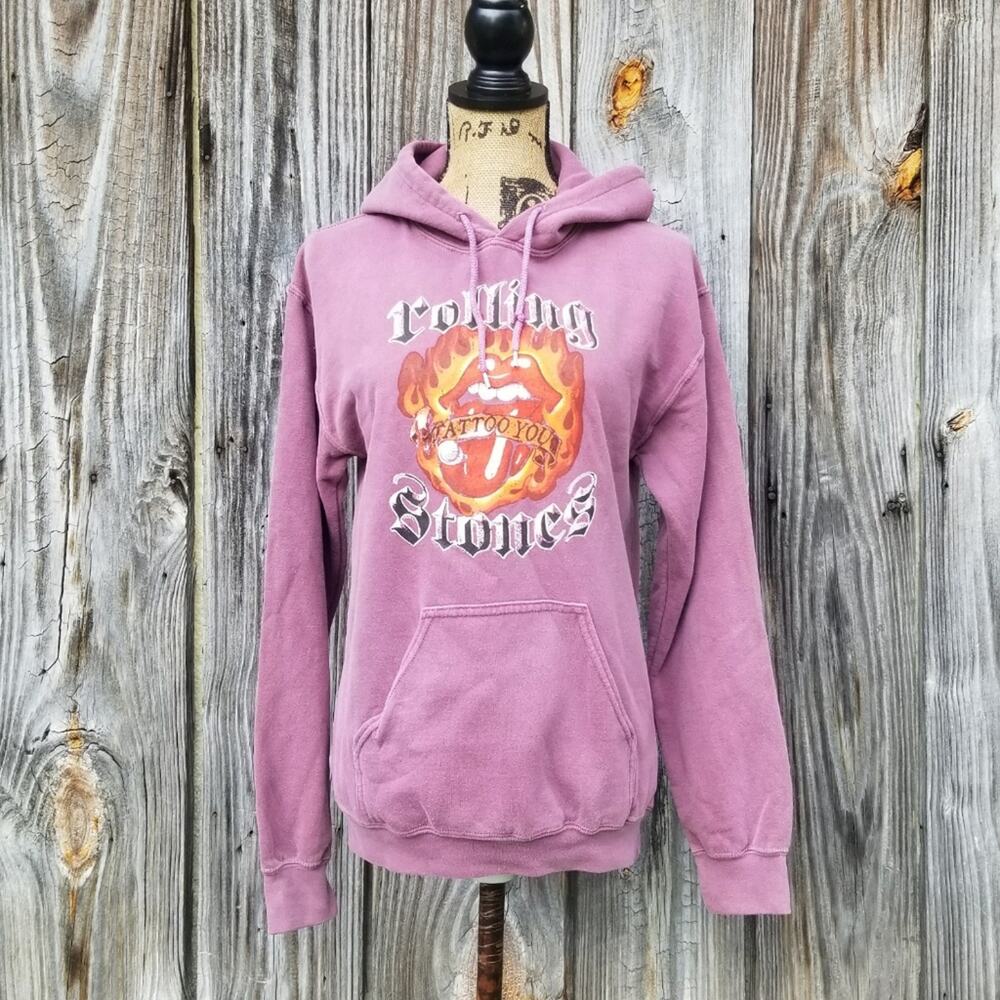 Rolling Stones Hoodie Size M Hot Topic Tattoo You Hood Sweatshirt Pink